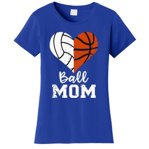 Ball Mom Heart Funny Volleyball Basketball Mom Women's T-Shirt