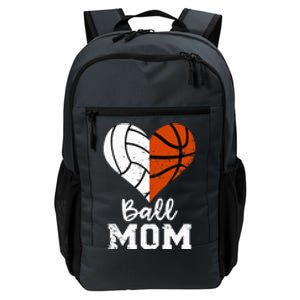 Ball Mom Heart Funny Volleyball Basketball Mom Daily Commute Backpack