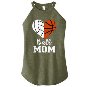 Ball Mom Heart Funny Volleyball Basketball Mom Women's Perfect Tri Rocker Tank