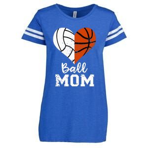 Ball Mom Heart Funny Volleyball Basketball Mom Enza Ladies Jersey Football T-Shirt