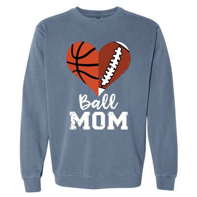 Ball Mom Heart Funny Football Baseball Player Mom Premium Garment-Dyed Sweatshirt