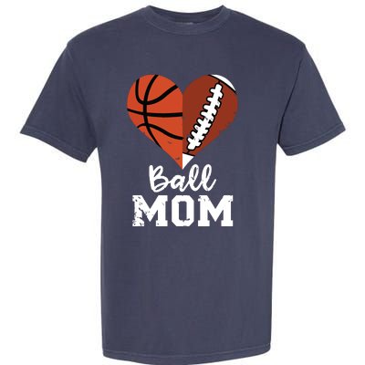 Ball Mom Heart Funny Football Baseball Player Mom Premium Garment-Dyed Heavyweight T-Shirt