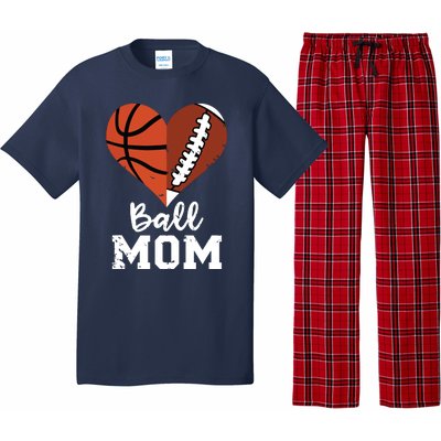 Ball Mom Heart Funny Football Baseball Player Mom Premium Pajama Set