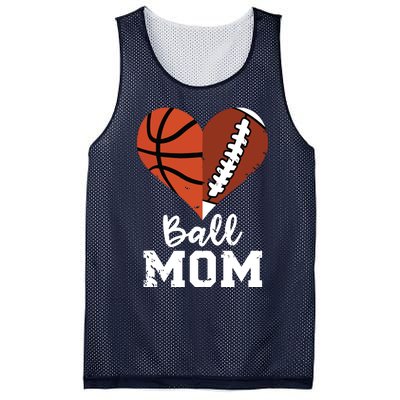 Ball Mom Heart Funny Football Baseball Player Mom Premium Mesh Reversible Basketball Jersey Tank