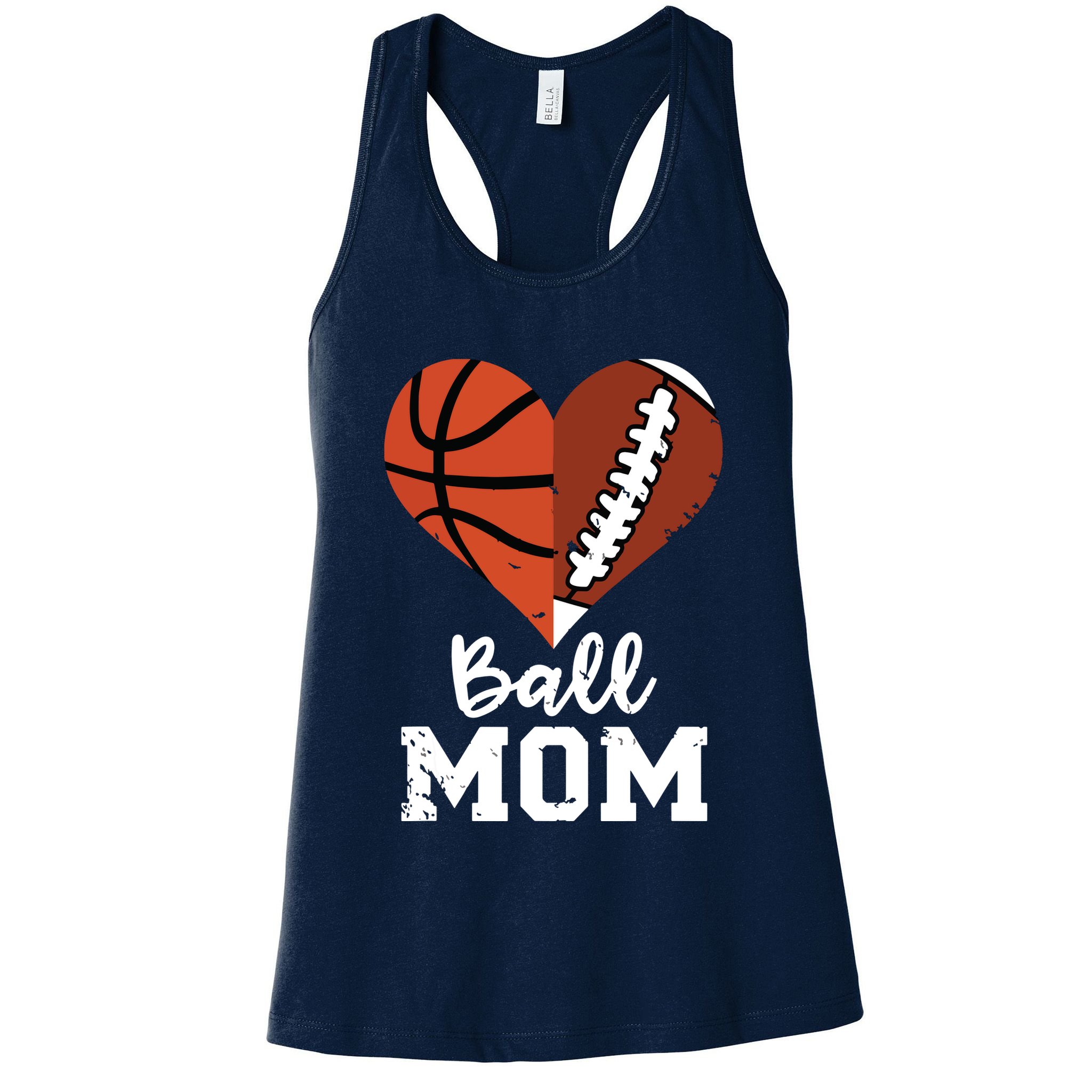 Ball Mom Heart Funny Football Baseball Player Mom Premium Womens Tank Top