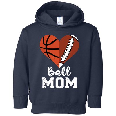 Ball Mom Heart Funny Football Baseball Player Mom Premium Toddler Hoodie