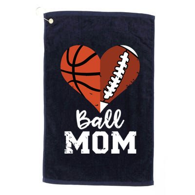 Ball Mom Heart Funny Football Baseball Player Mom Premium Golf Towel