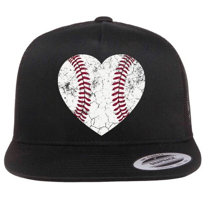 Ball Mom Heart Baseball Softball Mama Mothers Day Flat Bill Trucker Hat