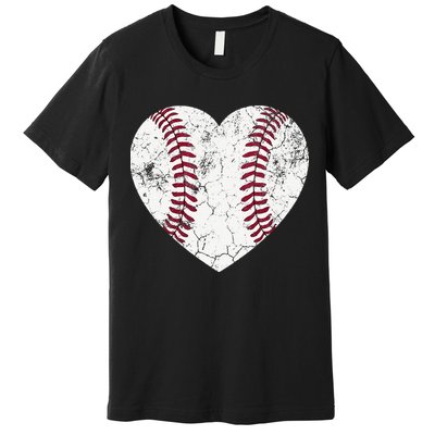 Ball Mom Heart Baseball Softball Mama Mothers Day Premium T-Shirt