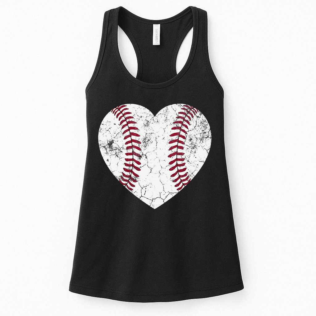 Ball Mom Heart Baseball Softball Mama Mothers Day Womens Tank Top