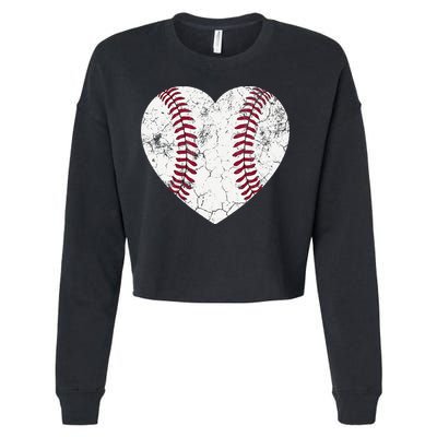 Ball Mom Heart Baseball Softball Mama Mothers Day Cropped Pullover Crew