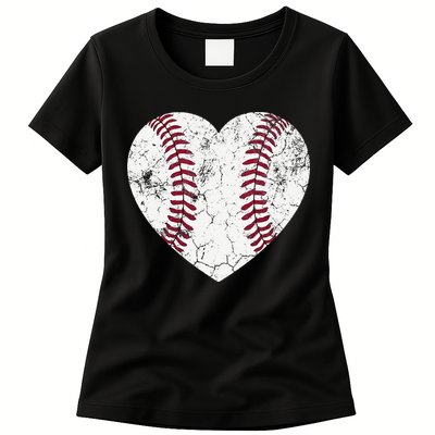 Ball Mom Heart Baseball Softball Mama Mothers Day Womens T-Shirt