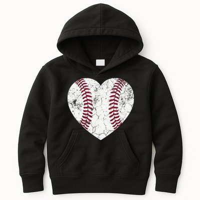Ball Mom Heart Baseball Softball Mama Mothers Day Kids Hoodie