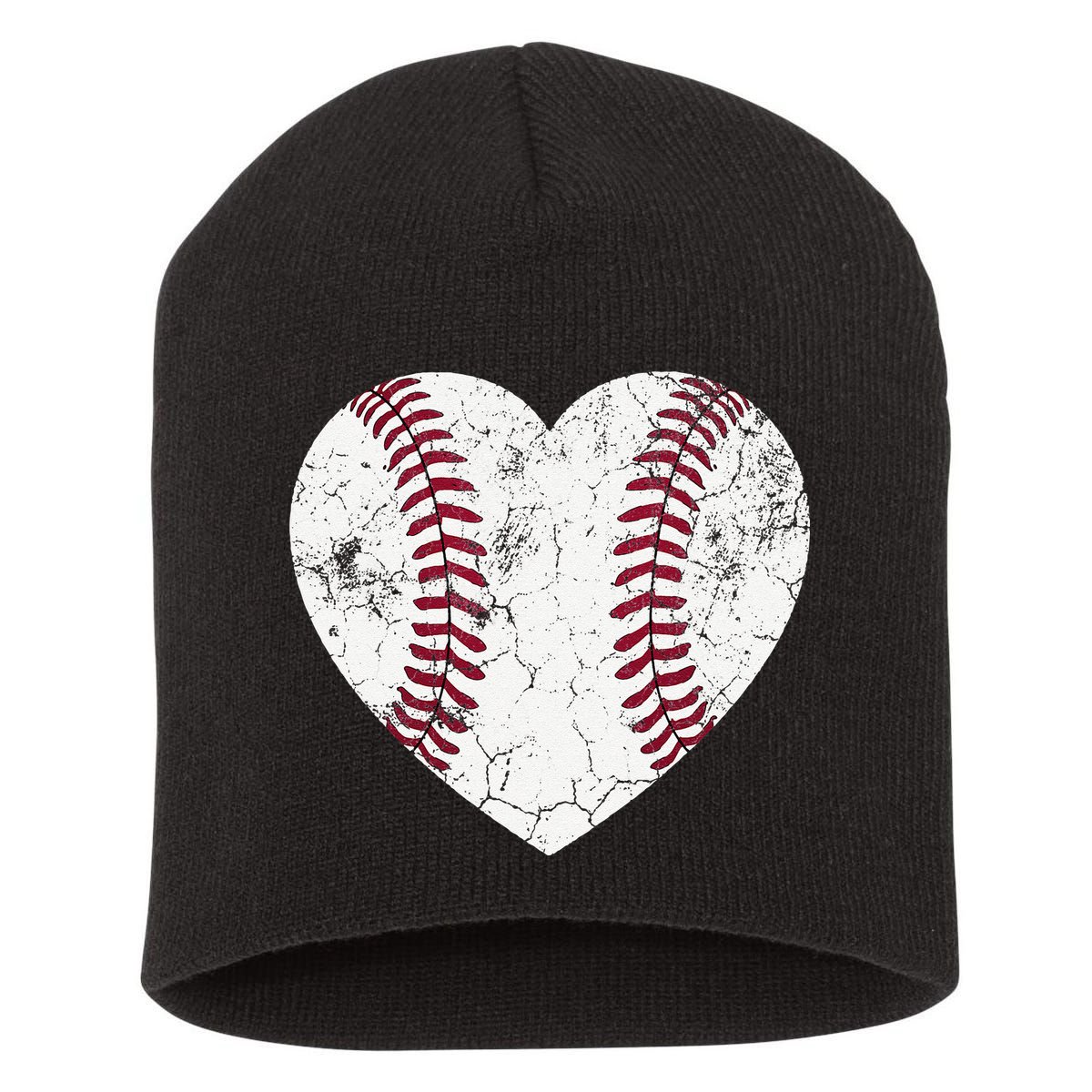 Ball Mom Heart Baseball Softball Mama Mothers Day Short Acrylic Beanie