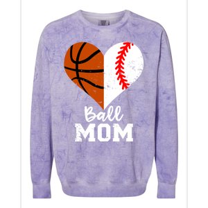 Ball Mom Heart Funny Baseball Basketball Mom Meaningful Gift Colorblast Crewneck Sweatshirt