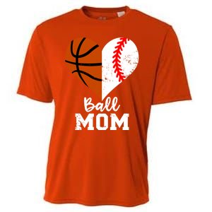 Ball Mom Heart Funny Baseball Basketball Mom Meaningful Gift Cooling Performance Crew T-Shirt