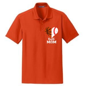 Ball Mom Heart Funny Baseball Basketball Mom Meaningful Gift Dry Zone Grid Polo