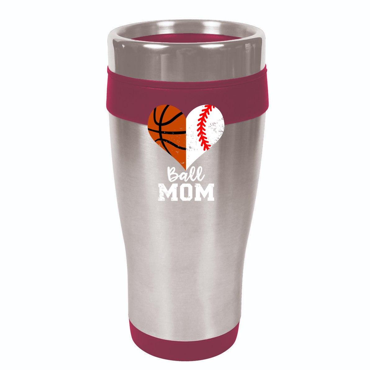 Ball Mom Heart Funny Baseball Basketball Mom Meaningful Gift Cool Comfort Performance Bucket Hat