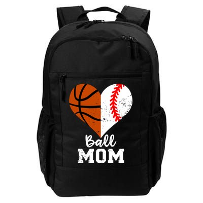 Ball Mom Heart Funny Baseball Basketball Mom Meaningful Gift Backpack