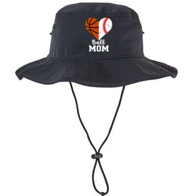 Ball Mom Heart Funny Baseball Basketball Mom Meaningful Gift Bucket Hat