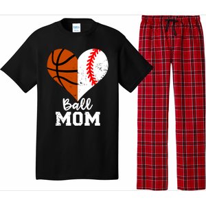 Ball Mom Heart Funny Baseball Basketball Mom Meaningful Gift Pajama Set