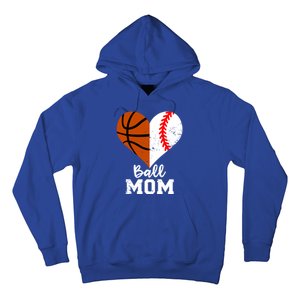 Ball Mom Heart Funny Baseball Basketball Mom Meaningful Gift Hoodie