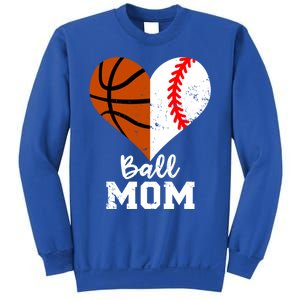 Ball Mom Heart Funny Baseball Basketball Mom Meaningful Gift Sweatshirt