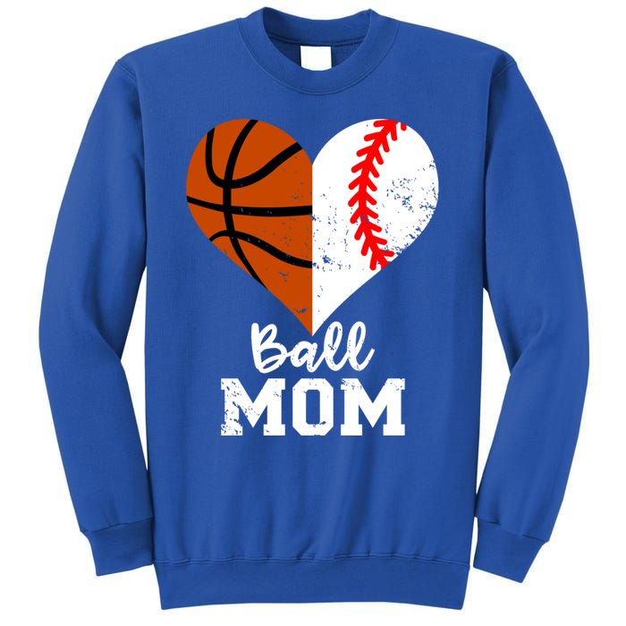 Ball Mom Heart Funny Baseball Basketball Mom Meaningful Gift Sweatshirt