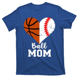 Ball Mom Heart Funny Baseball Basketball Mom Meaningful Gift T-Shirt