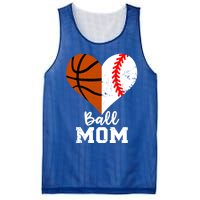 Ball Mom Heart Funny Baseball Basketball Mom Meaningful Gift Mesh Reversible Basketball Jersey Tank