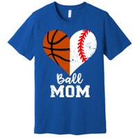 Ball Mom Heart Funny Baseball Basketball Mom Meaningful Gift Premium T-Shirt