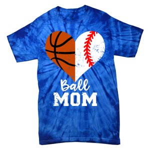 Ball Mom Heart Funny Baseball Basketball Mom Meaningful Gift Tie-Dye T-Shirt