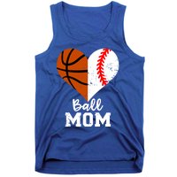 Ball Mom Heart Funny Baseball Basketball Mom Meaningful Gift Tank Top