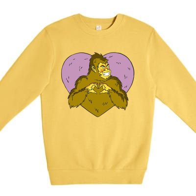 Bigfoot Monster Heart Cute Gift Premium Crewneck Sweatshirt