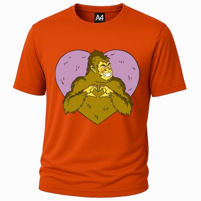 Bigfoot Monster Heart Cute Gift Cooling Performance Crew T-Shirt