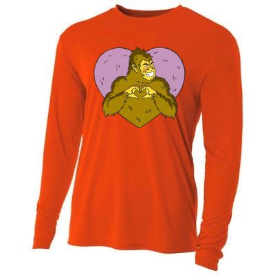 Bigfoot Monster Heart Cute Gift Cooling Performance Long Sleeve Crew