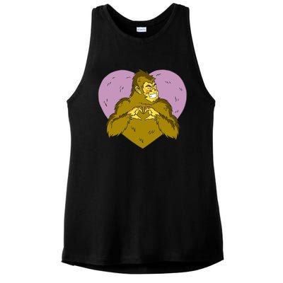 Bigfoot Monster Heart Cute Gift Ladies PosiCharge Tri-Blend Wicking Tank