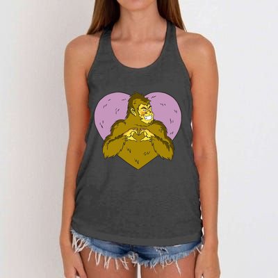 Bigfoot Monster Heart Cute Gift Women's Knotted Racerback Tank