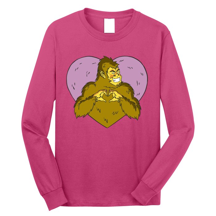 Bigfoot Monster Heart Cute Gift Long Sleeve Shirt