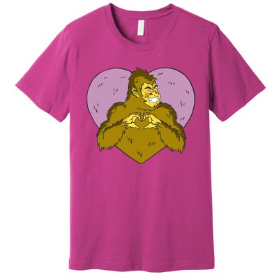 Bigfoot Monster Heart Cute Gift Premium T-Shirt