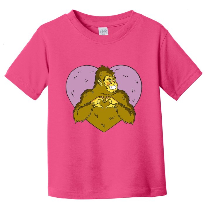 Bigfoot Monster Heart Cute Gift Toddler T-Shirt