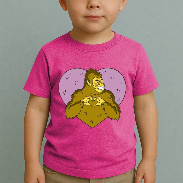 Bigfoot Monster Heart Cute Gift Toddler T-Shirt