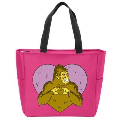 Bigfoot Monster Heart Cute Gift Zip Tote Bag
