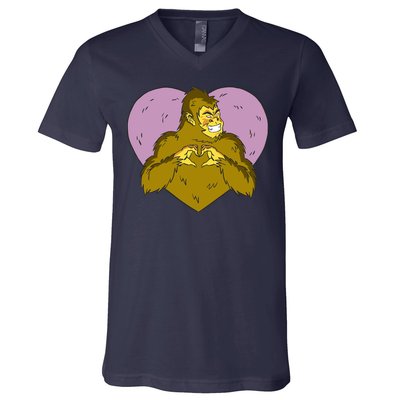 Bigfoot Monster Heart Cute Gift V-Neck T-Shirt