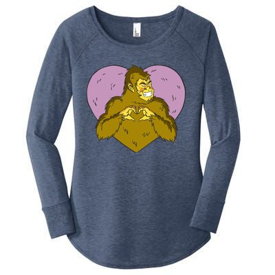 Bigfoot Monster Heart Cute Gift Women's Perfect Tri Tunic Long Sleeve Shirt