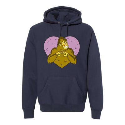 Bigfoot Monster Heart Cute Gift Premium Hoodie