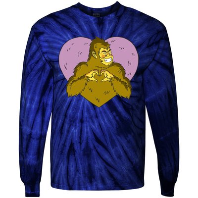 Bigfoot Monster Heart Cute Gift Tie-Dye Long Sleeve Shirt