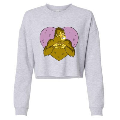 Bigfoot Monster Heart Cute Gift Cropped Pullover Crew