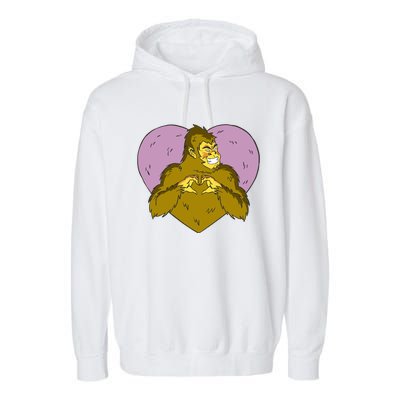 Bigfoot Monster Heart Cute Gift Garment-Dyed Fleece Hoodie