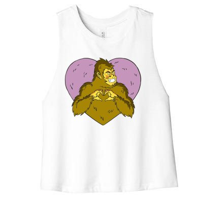 Bigfoot Monster Heart Cute Gift Women's Racerback Cropped Tank